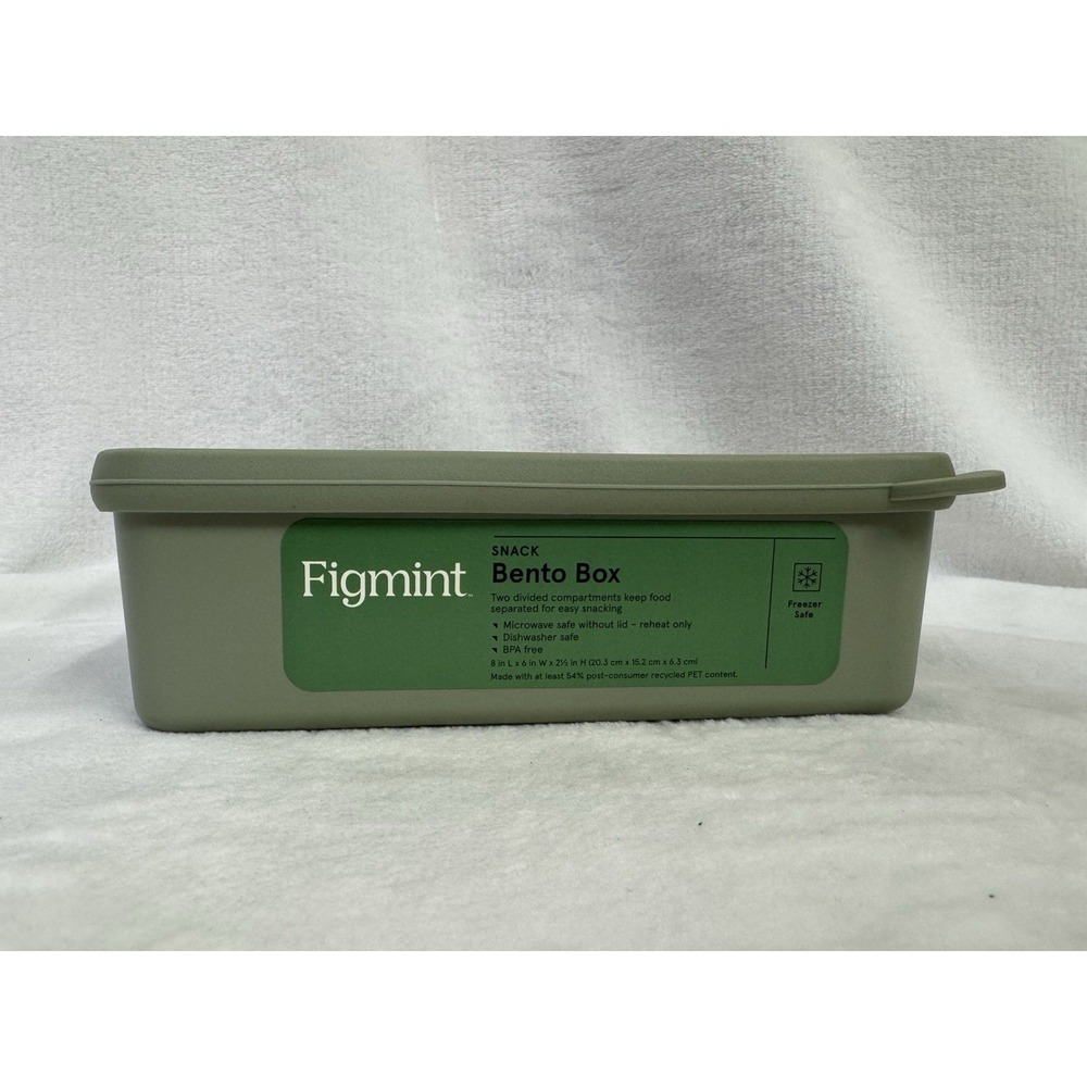 Figmint Green Snack Bento Boxes 2 Compartments Size 8"x6"x2.5"